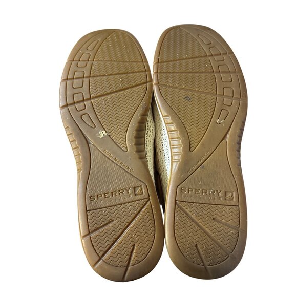 Sperry Womens Angelfish Boat Shoes Size 7 Tan Leather & Canvas‎ Casual Loafers - Picture 7 of 9